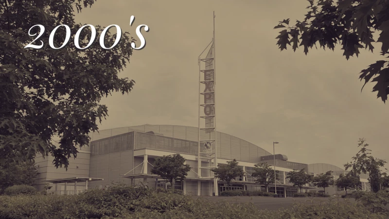 A early 2000s photo of the expo center's main entrance.