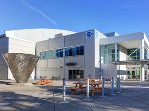 photo of Hall D, showing the admin offices