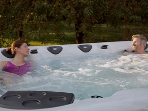 photo of couple in hot tub